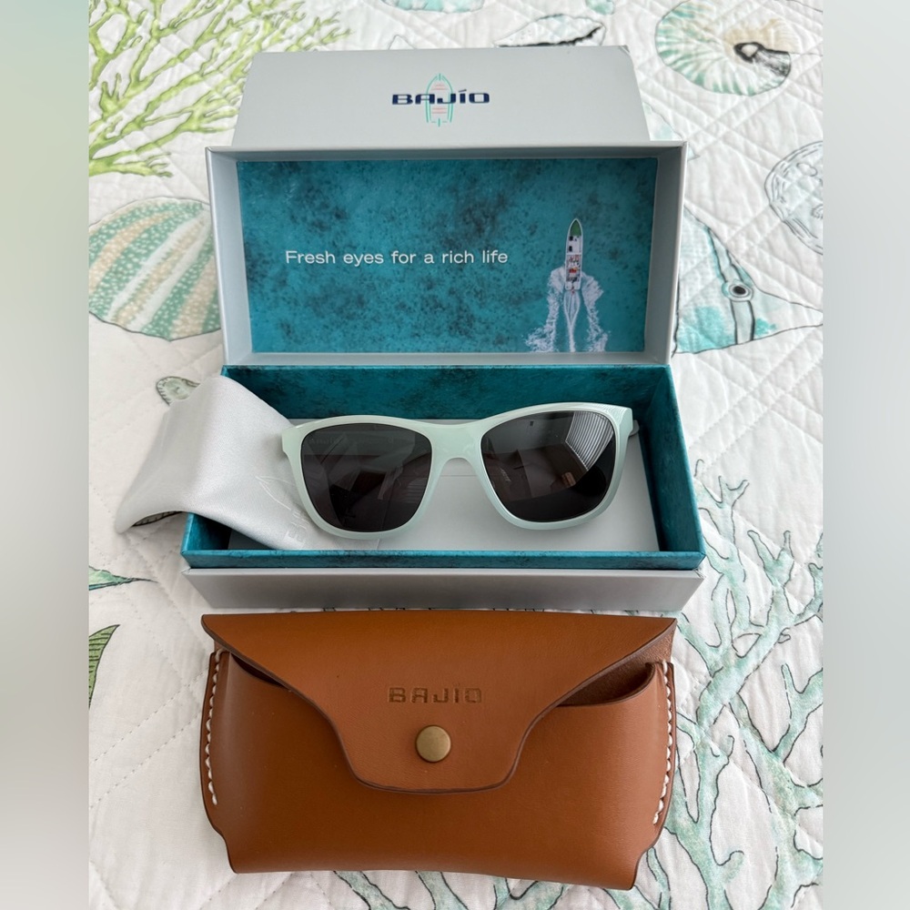Bajio Gates Cirrus Blue Gloss/Grey Polarized Sunglasses